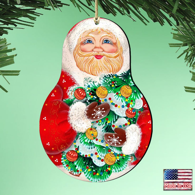 Santa Nesting Doll Wooden Ornaments by G. DeBrekht - Christmas Santa Snowman Decor - 8115011 - 2 - Freeyouthzbandz
