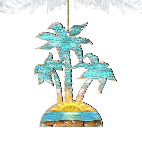 Rustic Palm Trees Wooden Ornaments by G. DeBrekht - Coastal Holiday Decor - 8198415 - Freeyouthzbandz