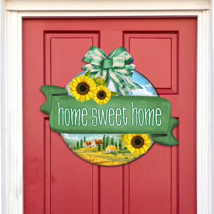 Front door welcome sign Home Sweet Home wreath Main entrance welcome sign - Wooden front porch decor - 933104H - Freeyouthzbandz