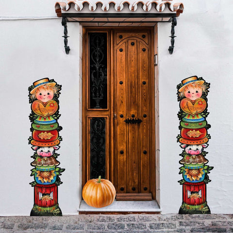 For the Love of Autumn Set of 2 Walkway Greeters Outdoor Decor by Jamie Mills - Price - Halloween Thanksgiving Decor - 8457804F - S2 - Freeyouthzbandz