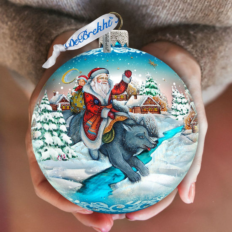 Christmas Arrival Fairytale Glass Ornament Limited Edition by G. DeBrekht - Christmas Santa Snowman Decor - 73866 - Freeyouthzbandz