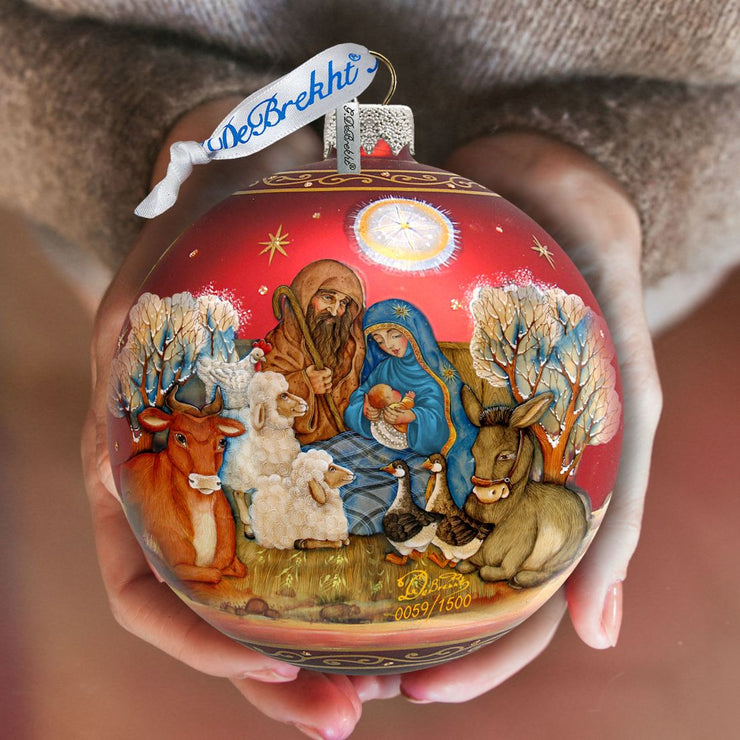 Story of Nativity Ball Glass Ornament Limited Edition by G. DeBrekht - Nativity Holiday Decor - 73853 - Freeyouthzbandz
