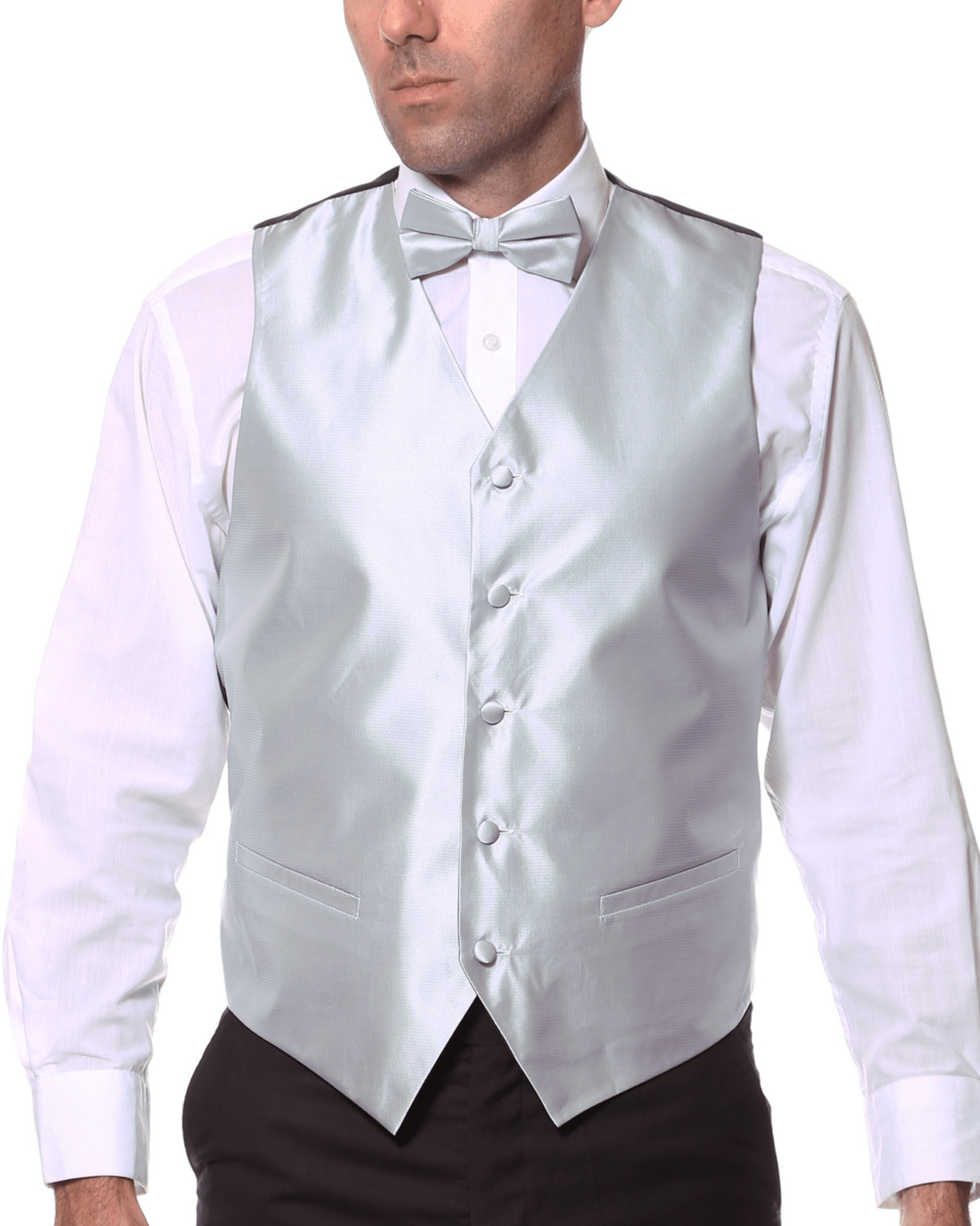 Ferrecci Mens PV450 - Grey with Grey Back Adjustable Textured Vest Set - Freeyouthzbandz