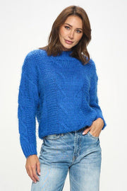 Roundneck Cozy Knit Braid Detail Sweater - Freeyouthzbandz