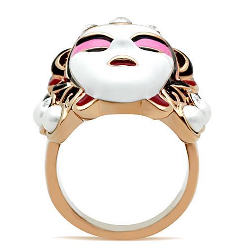 GL163 - IP Rose Gold(Ion Plating) Brass Ring with Top Grade Crystal in Clear - Freeyouthzbandz