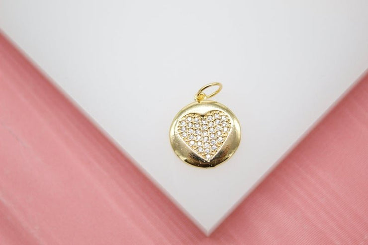 18K Gold Filled Heart Pendant Love Charm With CZ Stones - Freeyouthzbandz