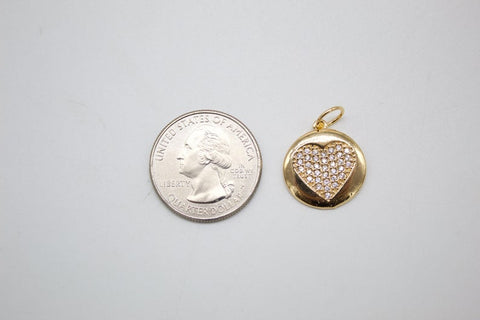 18K Gold Filled Heart Pendant Love Charm With CZ Stones - Freeyouthzbandz