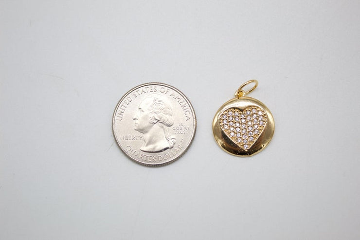 18K Gold Filled Heart Pendant Love Charm With CZ Stones - Freeyouthzbandz