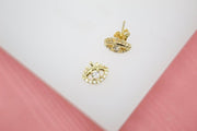 18K Gold Filled Evil Eye Stud Earrings With Clear CZ Stones (L76) - Freeyouthzbandz