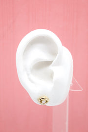 18K Gold Filled Evil Eye Stud Earrings With Clear CZ Stones (L76) - Freeyouthzbandz