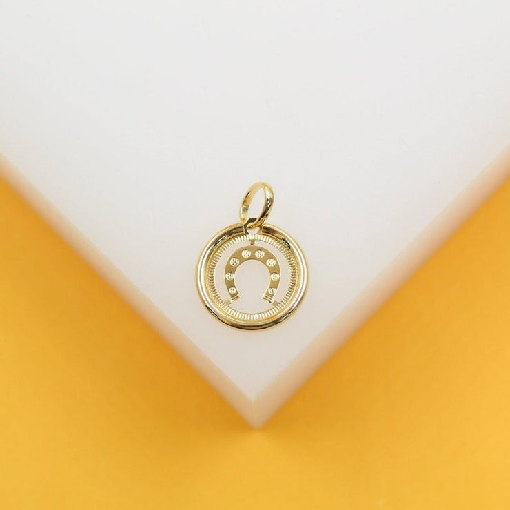 18k Gold Filled CZ Horse Shoe Pendant - Freeyouthzbandz
