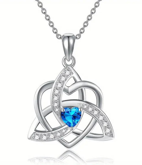 CELTIC TRINITY AND HEART PENDANT NECKLACE