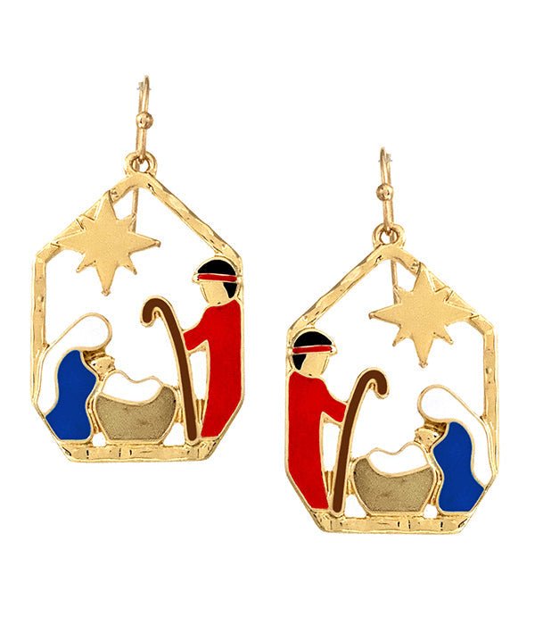 CHRISTMAS THEME EPOXY NATIVITY EARRING - Freeyouthzbandz