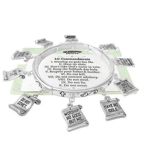 RELIGIOUS INSPIRATION MULTI CHARM STRETCH BRACELET - 10 COMMANDMENTS