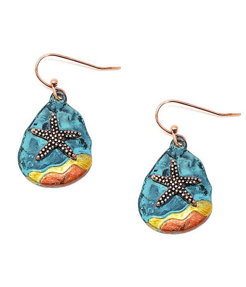 PATINA AND BURNISH TRI TONE RETRO VINTAGE EARRING - STARFISH - Freeyouthzbandz