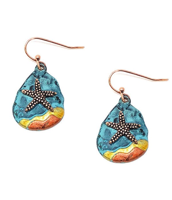 PATINA AND BURNISH TRI TONE RETRO VINTAGE EARRING - STARFISH - Freeyouthzbandz