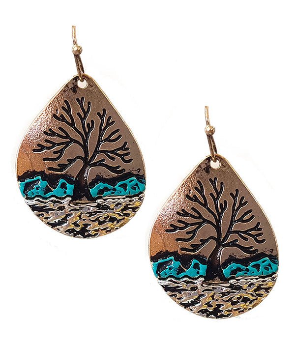 TREE OF LIFE TEARDROP EARRING - Freeyouthzbandz