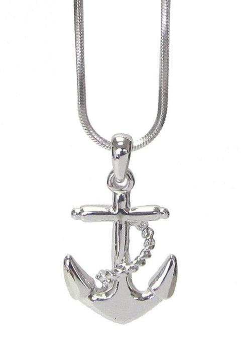 MADE IN KOREA WHITEGOLD PLATING CRYSTAL ANCHOR PENDANT NECKLACE - Freeyouthzbandz
