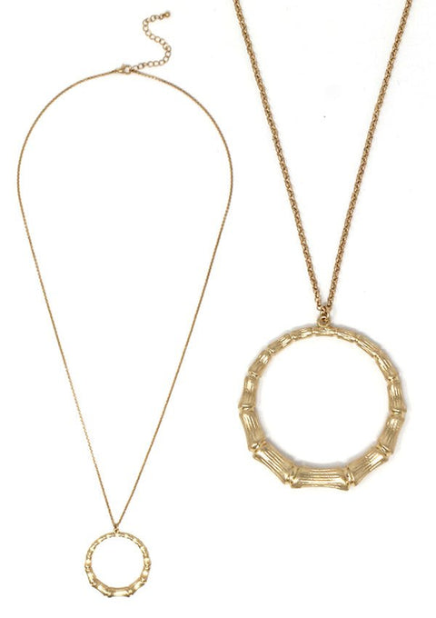 BAMBOO HOOP PENDANT LONG NECKLACE - Freeyouthzbandz