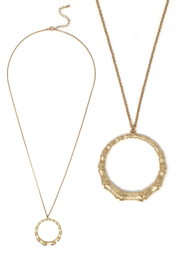 BAMBOO HOOP PENDANT LONG NECKLACE - Freeyouthzbandz