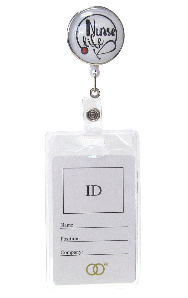 CLIP BACK RETRACTABLE REEL CABOCHON ID HOLDER - NURSE LIFE - Freeyouthzbandz