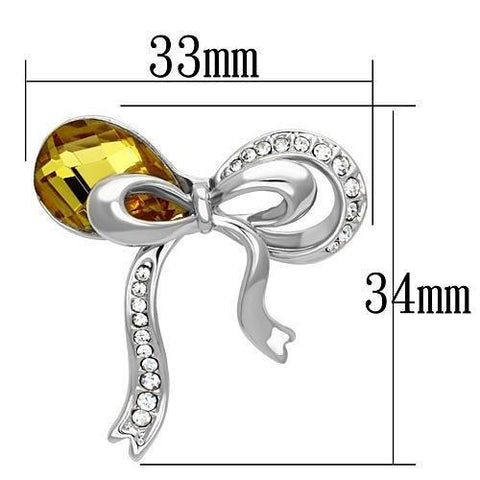 LO2846 - Imitation Rhodium White Metal Brooches with Synthetic Glass Bead in Topaz - Freeyouthzbandz