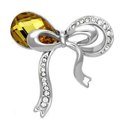 LO2846 - Imitation Rhodium White Metal Brooches with Synthetic Glass Bead in Topaz - Freeyouthzbandz