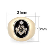 LO5M089 - IP Gold(Ion Plating) Brass Ring with Epoxy in Jet - Freeyouthzbandz