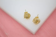 18K Gold Filled Golden Wire Knot Stud Earrings (J180) - Freeyouthzbandz
