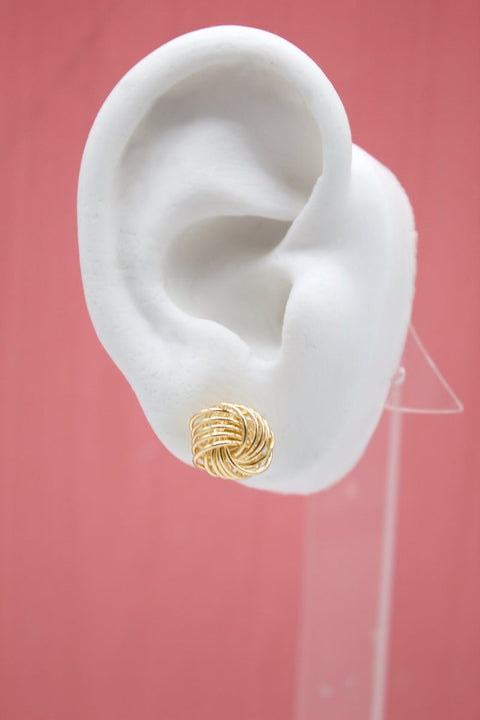 18K Gold Filled Golden Wire Knot Stud Earrings (J180) - Freeyouthzbandz