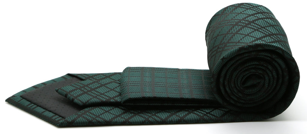 Mens Dads Classic Green Striped Pattern Business Casual Necktie & Hanky Set RO - 6 - Freeyouthzbandz