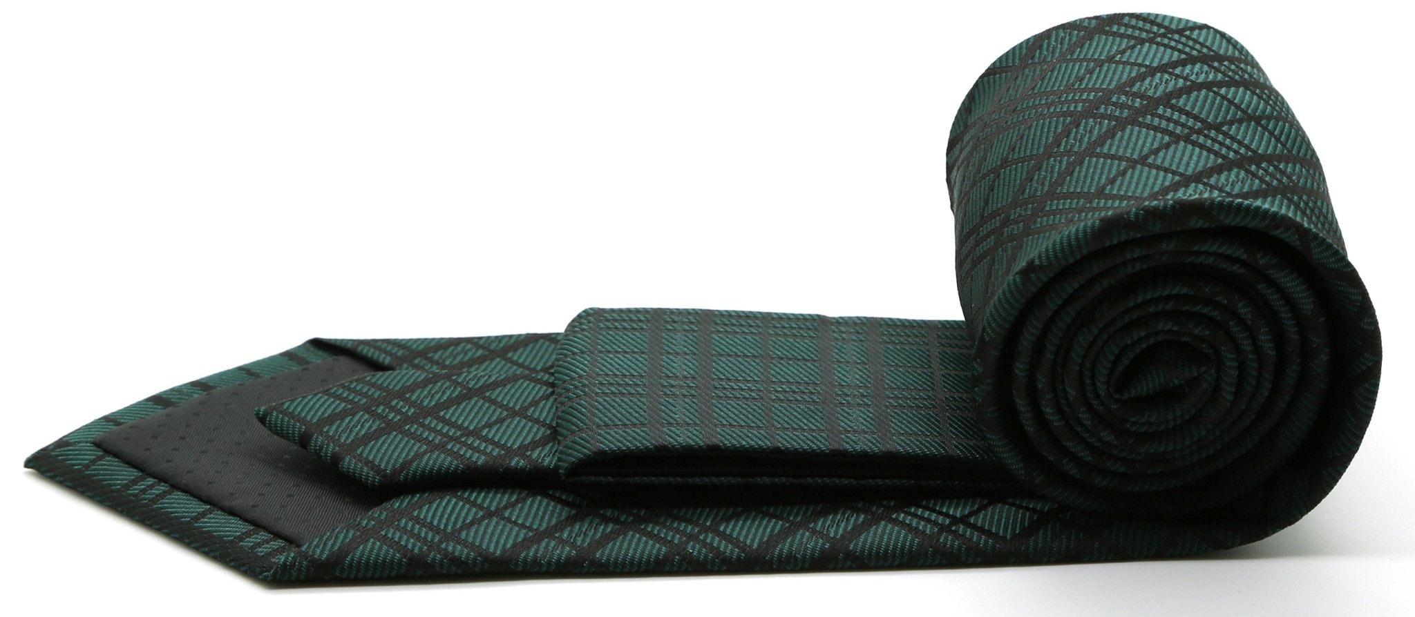 Mens Dads Classic Green Striped Pattern Business Casual Necktie & Hanky Set RO - 6 - Freeyouthzbandz