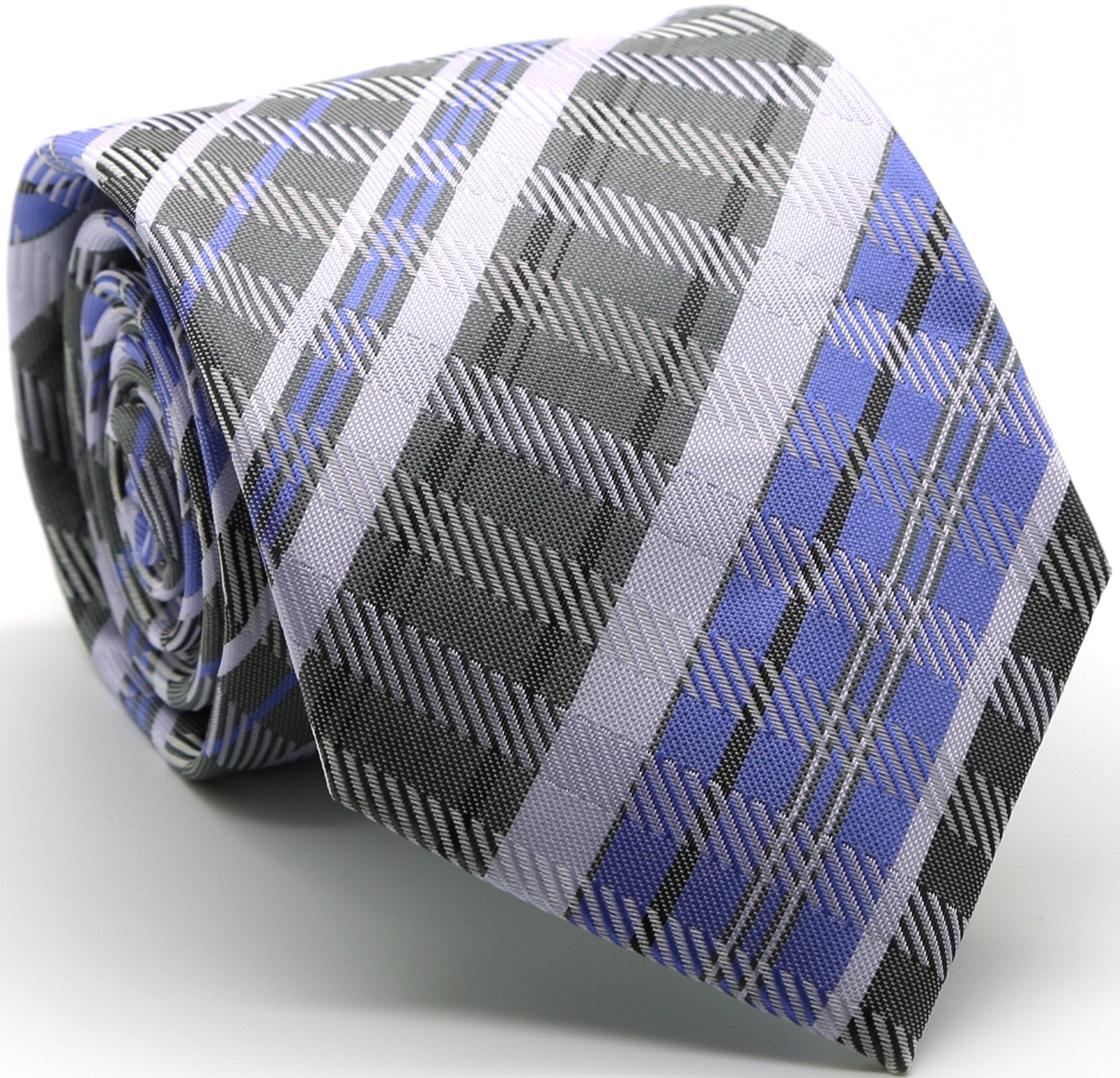 Mens Dads Classic Grey/Purple Striped Pattern Business Casual Necktie & Hanky Set VO - 7 - Freeyouthzbandz