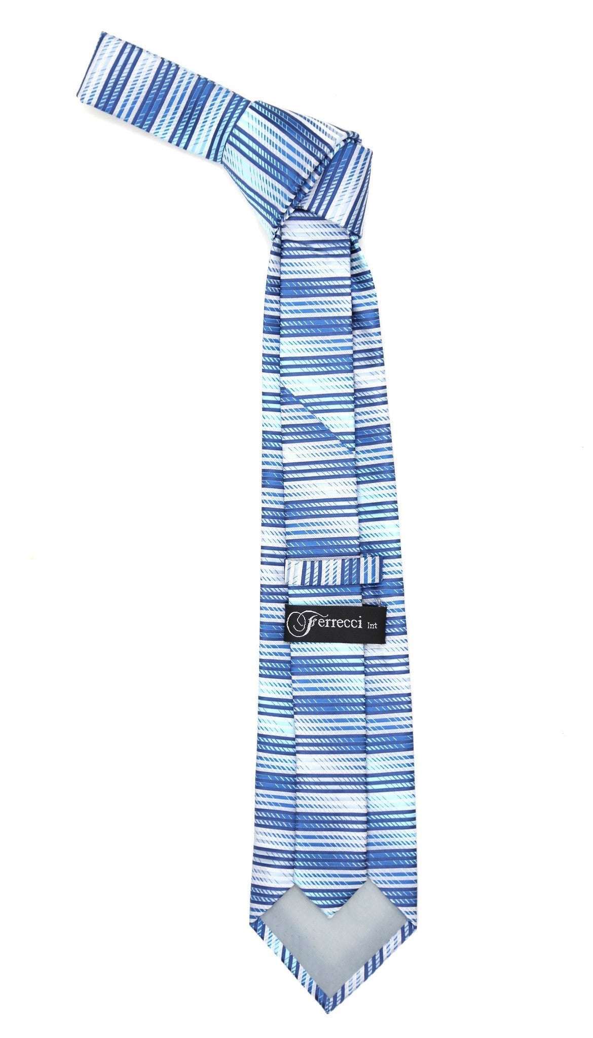 Microfiber Blue Silver Striped Tie and Hankie Set - Freeyouthzbandz