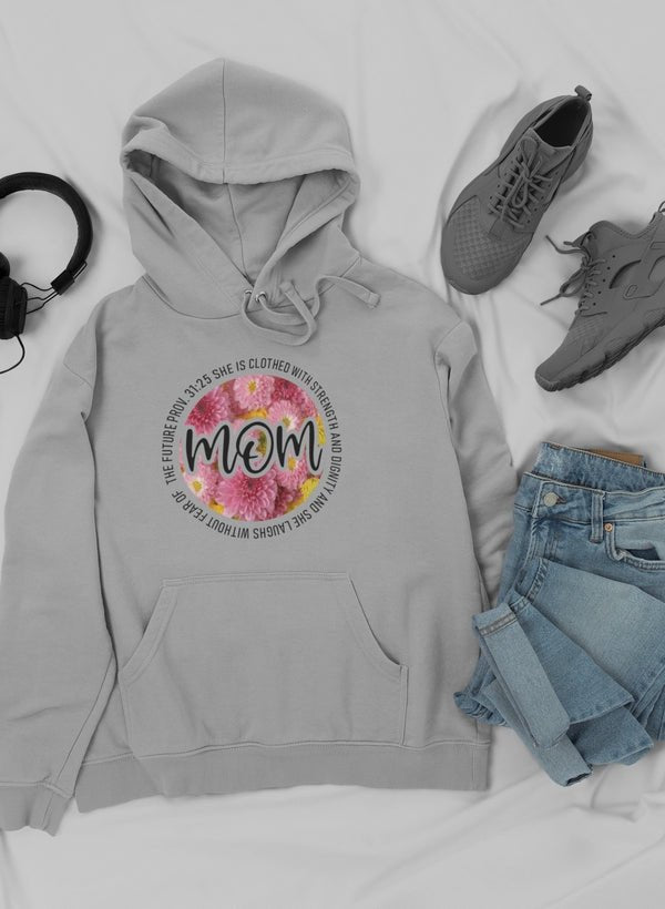 She Is Strong Proverbs Floral Mom Hoodie - Freeyouthzbandz