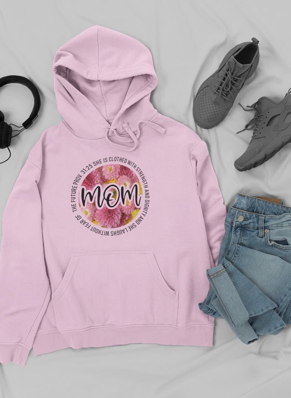 She Is Strong Proverbs Floral Mom Hoodie - Freeyouthzbandz
