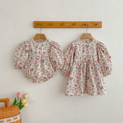Baby Girl Flower Print Pattern Mesh Patchwork Design Onesies or Dress - Freeyouthzbandz