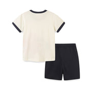 Summer Baby Kids Boys Emergency Cars Cartoon Pattern T-Shirt And Solid Color Shorts Clothing Set - Freeyouthzbandz