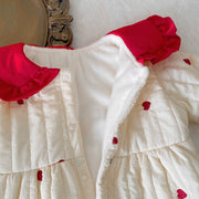 Winter Arrival Baby Girls Flowers and Hearts Pattern Warm Padded Thick Romper - Freeyouthzbandz