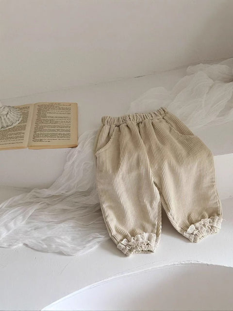 Autumn Arrival Kids Girls Soft Comfortable Corduroy Long Solid Color Pants - Freeyouthzbandz