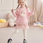 Spring and Autumn Girls Princess Cartoon Pattern Long Sleeves Sweatshirt and Plain Pants Clothing Set - Freeyouthzbandz