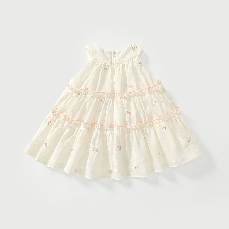 Summer Arrival Baby Girls Cute Floral Embroidered Pattern Sleeveless Dress - Freeyouthzbandz