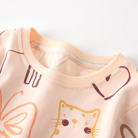 Spring and Autumn Girls Cartoon Pattern Long Sleeves Top and Pants Clothing Set - Freeyouthzbandz