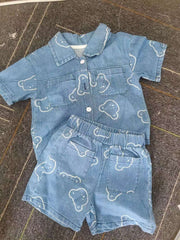 Summer Baby Kids Teddy Cartoon Pattern Shirt and Shorts Clothing Set - Freeyouthzbandz