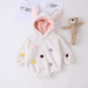 Design Baby Girls Polka Dots Pom Pom Hooded Onesies - Freeyouthzbandz