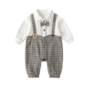 Autumn Hot Selling Baby Boys Color Patchwork Plaid Rompers Bodysuits with Collar - Freeyouthzbandz