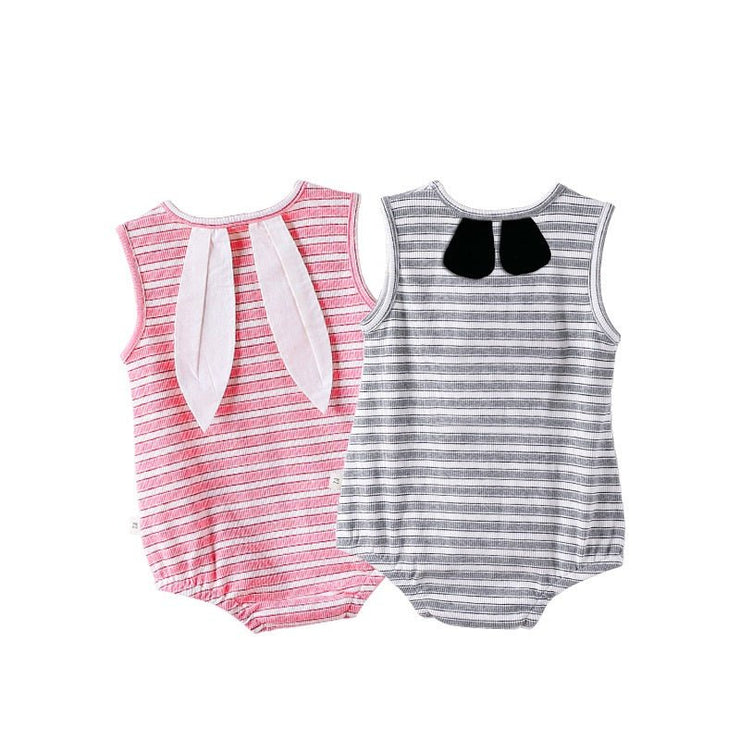 Summer Arrival Baby Cute Striped Sleeveless Rabbit Cartoon Design Onesies - Freeyouthzbandz