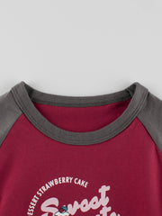 Autumn Arrival Kids Girls Cartoon Print Crew Neck Long Sleeves Color Patchwork Shirt - Freeyouthzbandz