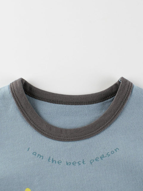 Autumn Baby Boys Letters and Animals Print Long Sleeves Crew Neck Base Top Shirt - Freeyouthzbandz