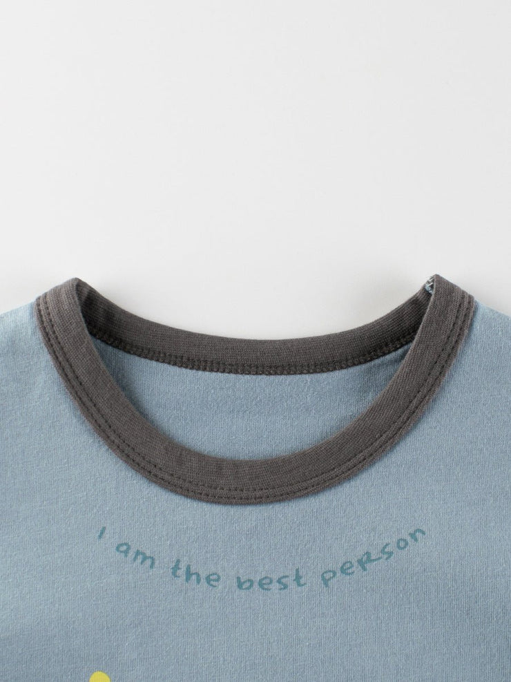 Autumn Baby Boys Letters and Animals Print Long Sleeves Crew Neck Base Top Shirt - Freeyouthzbandz